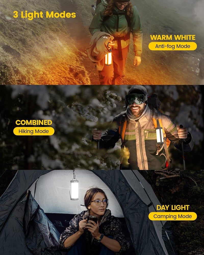 Glocusent 106 LED Camping Lights, Up to 80Hrs, 5000mAh Camping Lantern Rechargeable with 5 Brightness 3 Modes & SOS, IP68 Waterproof, Max 1200LM, Lanterns for Power Outages Hiking Emergency Hurricane - Image 3